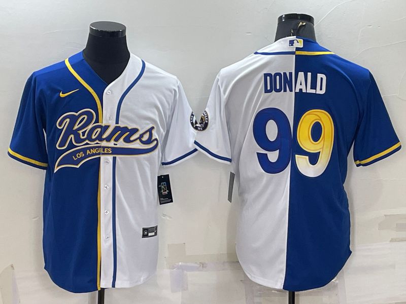 Cheap Men Los Angeles Rams 99 Donald Blue white 2022 Nike Co branded NFL Jersey